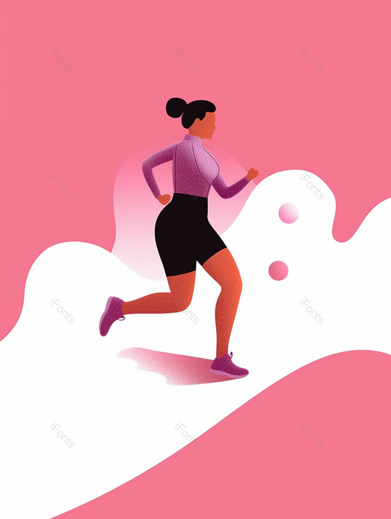 粉色背景女生健康运动和小清新风格,插画/手绘图,插画/手绘图库,插画/手绘图下载,插画/手绘